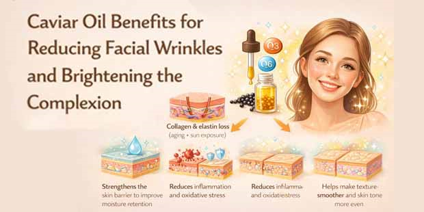 روغن خاویار برای رفع چین‌وچروک صورت و شاداب تر و شفاف‌تر شدن پوست
